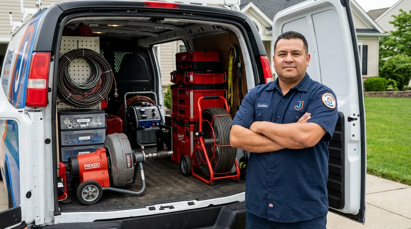 Professional drain cleaning equipment and Johns Plumbing LLC plumber in Menifee