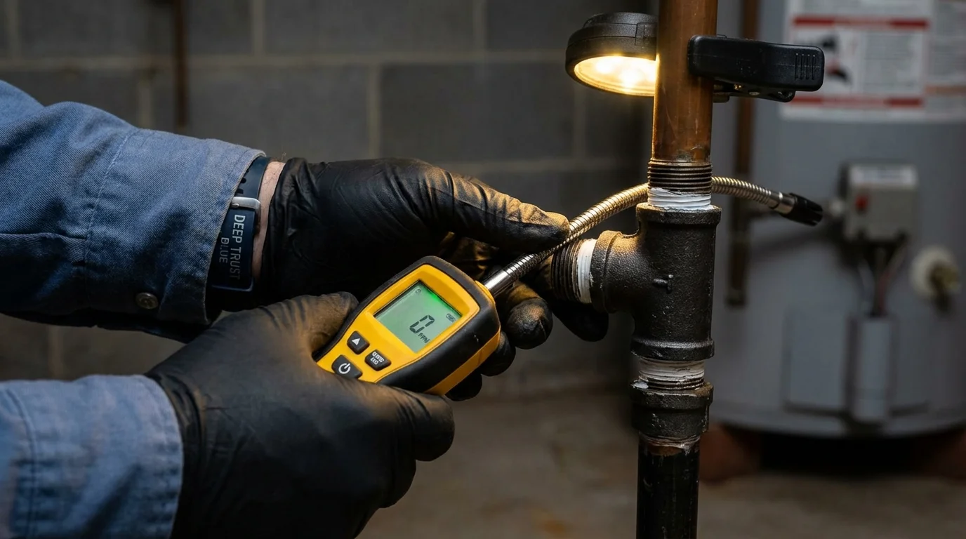 Gas leak detection with electronic sniffer by Johns Plumbing LLC in Menifee